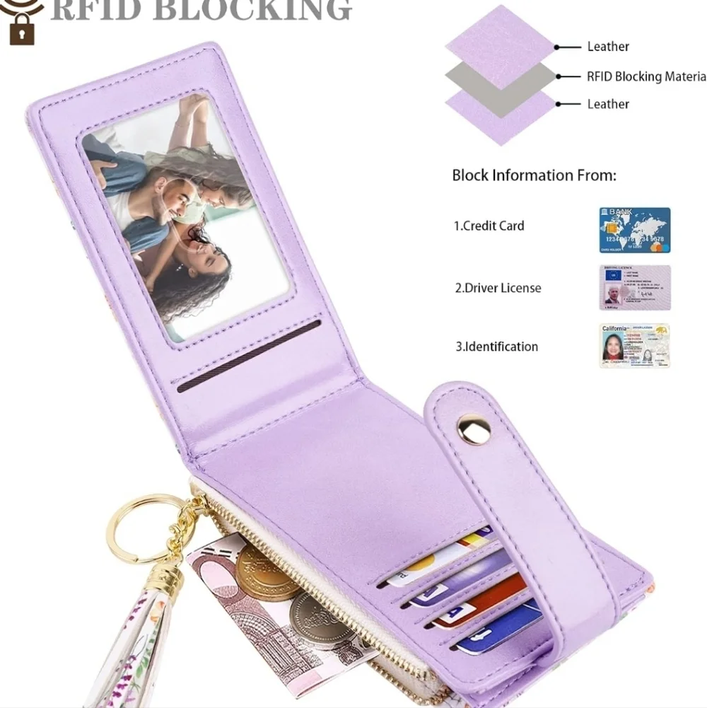 Floral Lavender Wallet with Keychain
